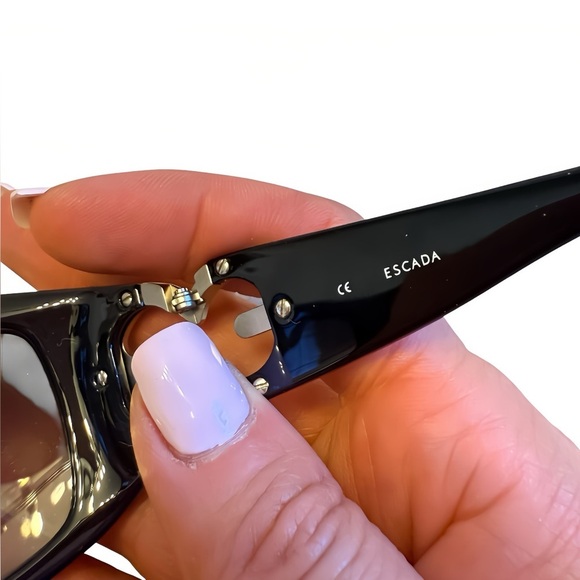 Escada SES 067S COL Z42X Black Rhinestone Logo Sunglasses – Excellent Condition - Picture 3 of 8